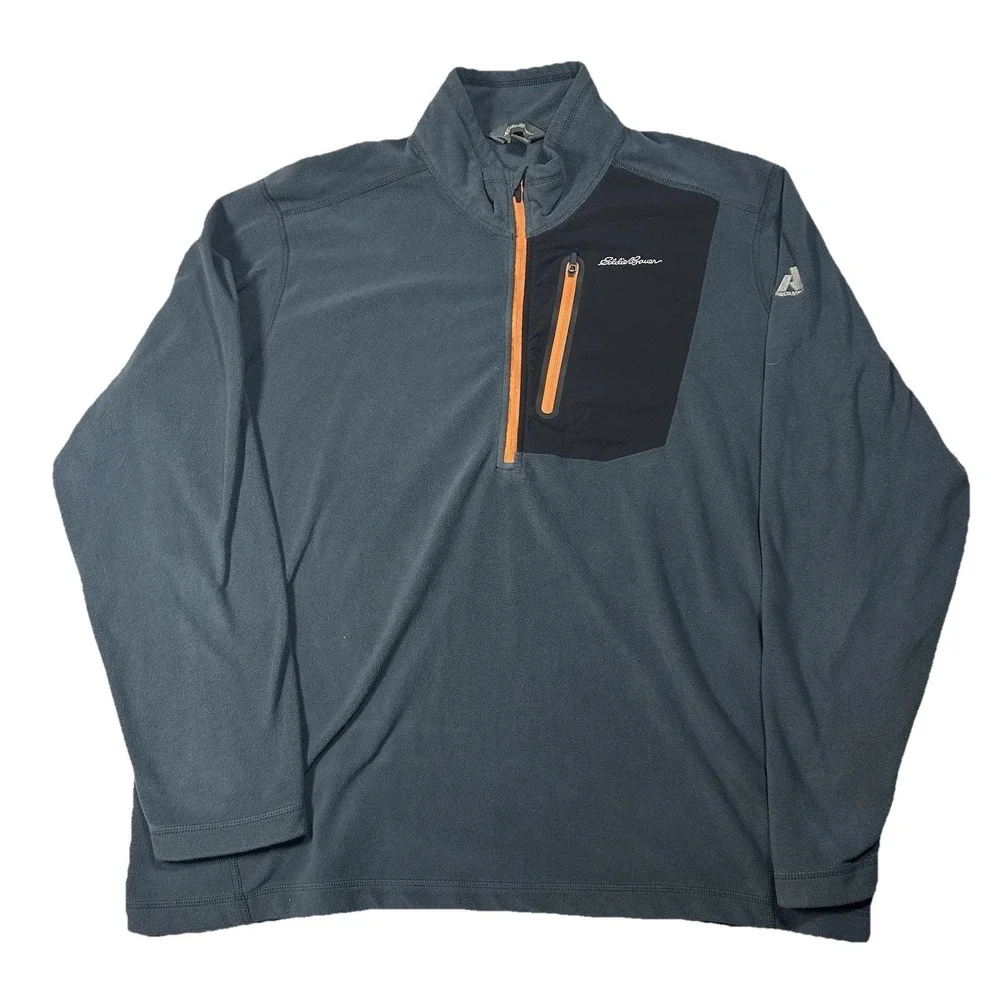 Eddie Bauer Pullover Mens XL Gray First Ascent Fleece Half Zip‎ Sweater Layer
